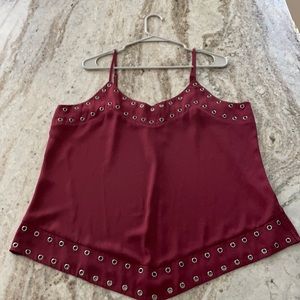 Burgundy top, rivet detail